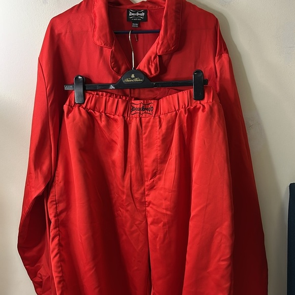 Dogg Supply Poly Red‎ Satin Men's Notched Collar Sleep Set size 3X - Picture 4 of 10